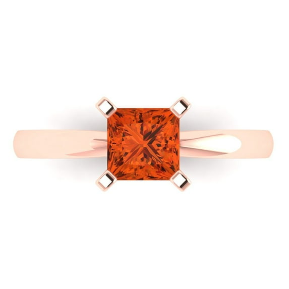 Solitaire Engagement Ring for Women - 1ct Simulated Red Diamond in 14K Rose Gold Promise Ring