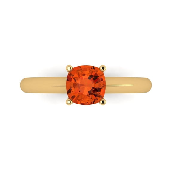 Solitaire Engagement Ring for Women - 1ct Simulated Red Diamond in 14K Yellow Gold Promise Ring