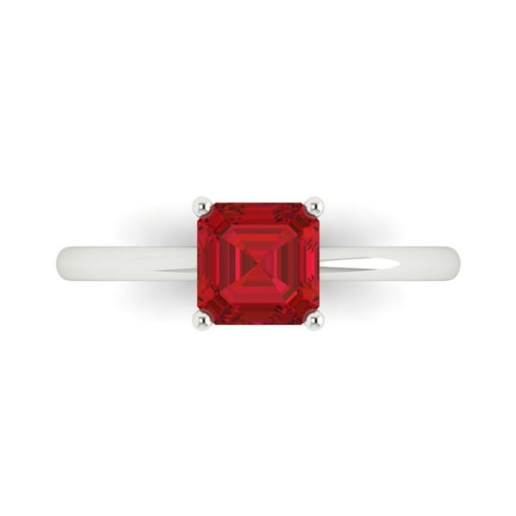 Solitaire Engagement Ring for Women - 1ct Simulated Ruby in 14K White Gold Promise Ring