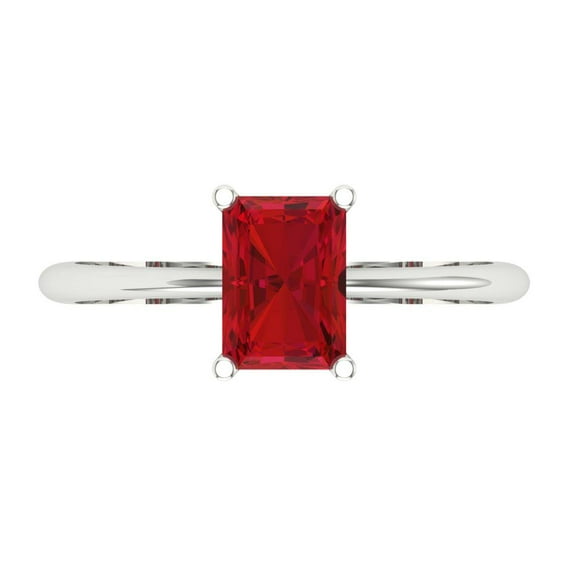 Solitaire Engagement Ring for Women - 1ct Simulated Ruby in 14K White Gold Promise Ring
