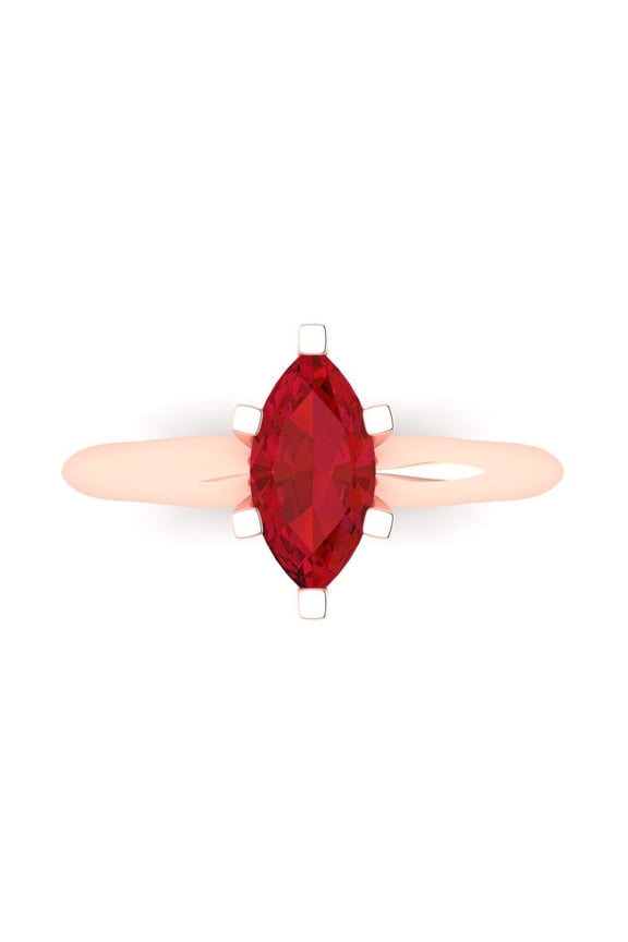Solitaire Engagement Ring for Women - 1ct Simulated Ruby in 18K Rose Gold Promise Ring