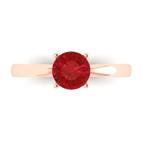 Solitaire Engagement Ring for Women - 1ct Simulated Ruby in 18K Rose Gold Promise Ring