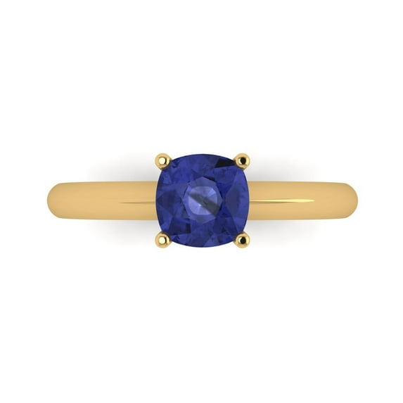 Solitaire Engagement Ring for Women - 1ct Simulated Tanzanite in 14K Yellow Gold Promise Ring
