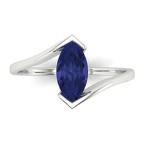 Solitaire Engagement Ring for Women - 1ct Simulated Tanzanite in 18K White Gold Promise Ring