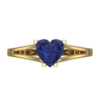 Solitaire Engagement Ring for Women - 1ct Simulated Tanzanite in 18K Yellow Gold Promise Ring