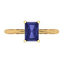 Solitaire Engagement Ring for Women - 1ct Simulated Tanzanite in 18K Yellow Gold Promise Ring