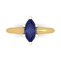 Solitaire Engagement Ring for Women - 1ct Simulated Tanzanite in 18K Yellow Gold Promise Ring