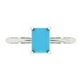 thumbnail image 1 of Clara Pucci 14K White Gold Solid Gold Turquoise Solitaire Anniversary Ring for Women - 1 cttw Radiant Cut, 1 of 8