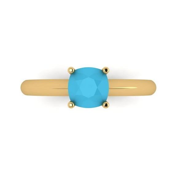 Solitaire Engagement Ring for Women - 1ct Simulated Turquoise in 14K Yellow Gold Promise Ring