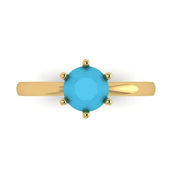 Solitaire Engagement Ring for Women - 1ct Simulated Turquoise in 14K Yellow Gold Promise Ring
