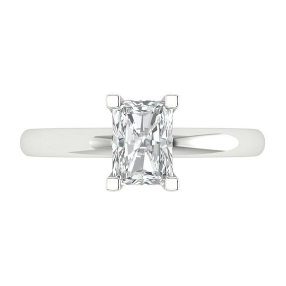 Solitaire Engagement Ring for Women - 1ct White Sapphire in 14K White Gold Promise Ring