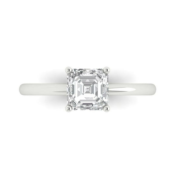 Solitaire Engagement Ring for Women - 1ct White Sapphire in 14K White Gold Promise Ring