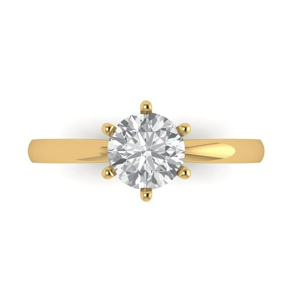 Solitaire Engagement Ring for Women - 1ct White Sapphire in 14K Yellow Gold Promise Ring