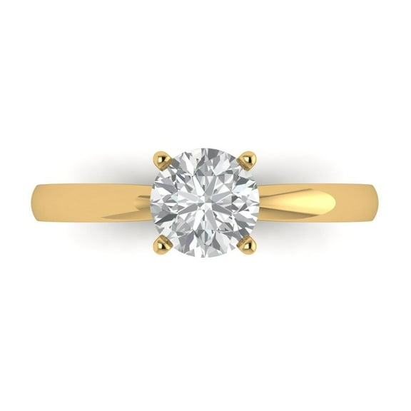 Solitaire Engagement Ring for Women - 1ct White Sapphire in 14K Yellow Gold Promise Ring