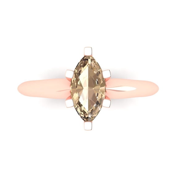 Solitaire Engagement Ring for Women - 1ct Yellow Moissanite in 14K Rose Gold Promise Ring