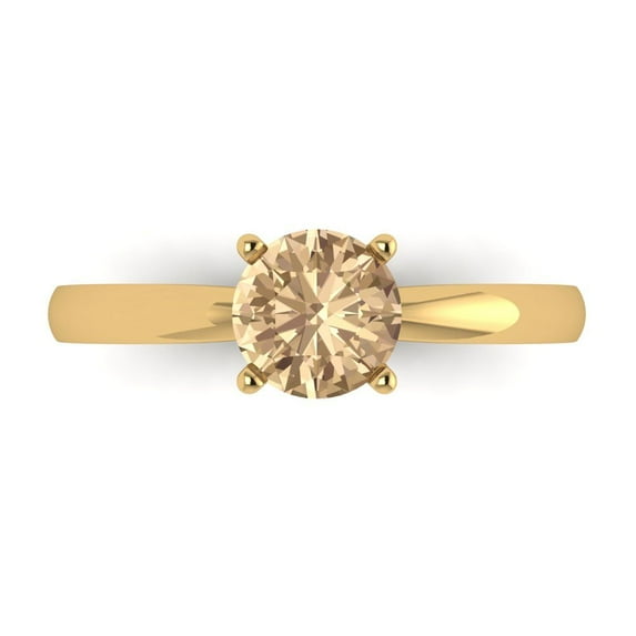 Solitaire Engagement Ring for Women - 1ct Yellow Moissanite in 14K Yellow Gold Promise Ring