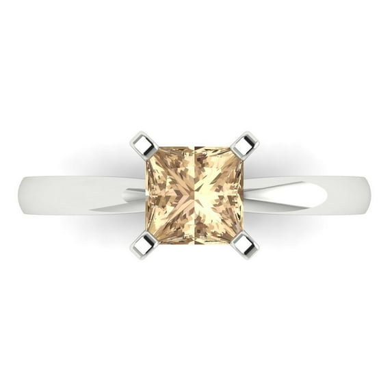 Solitaire Engagement Ring for Women - 1ct Yellow Moissanite in 18K White Gold Promise Ring