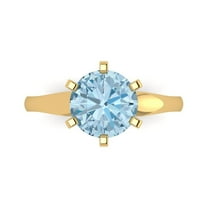 Solitaire Engagement Ring for Women - 2.5ct Natural Aquamarine in 18K Yellow Gold Promise Ring