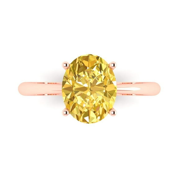 Solitaire Engagement Ring for Women - 2.5ct Natural Citrine in 14K Rose Gold Promise Ring