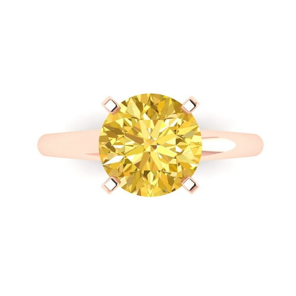 Solitaire Engagement Ring for Women - 2.5ct Natural Citrine in 14K Rose Gold Promise Ring