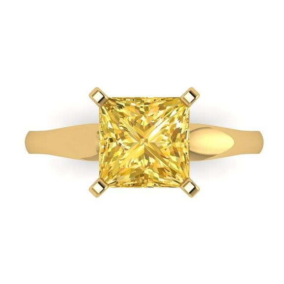 Solitaire Engagement Ring for Women - 2.5ct Natural Citrine in 14K Yellow Gold Promise Ring