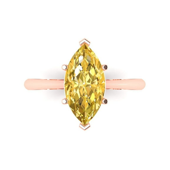 Solitaire Engagement Ring for Women - 2.5ct Natural Citrine in 18K Rose Gold Promise Ring