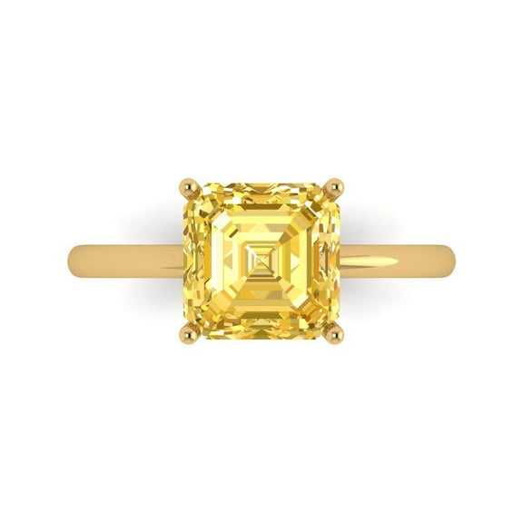 Solitaire Engagement Ring for Women - 2.5ct Natural Citrine in 18K Yellow Gold Promise Ring