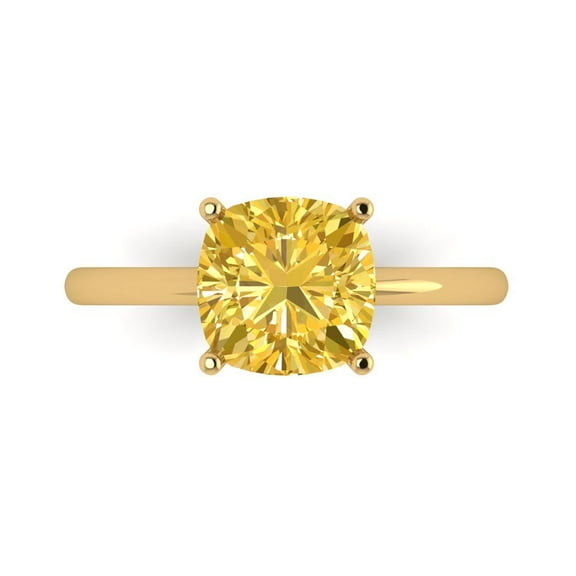 Solitaire Engagement Ring for Women - 2.5ct Natural Citrine in 18K Yellow Gold Promise Ring