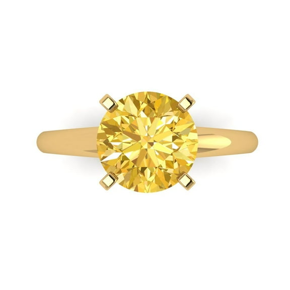 Solitaire Engagement Ring for Women - 2.5ct Natural Citrine in 18K Yellow Gold Promise Ring