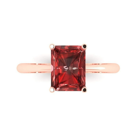 Solitaire Engagement Ring for Women - 2.5ct Natural Garnet in 14K Rose Gold Promise Ring