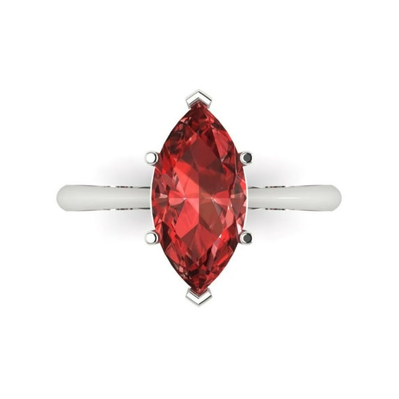 Solitaire Engagement Ring for Women - 2.5ct Natural Garnet in 14K White Gold Promise Ring