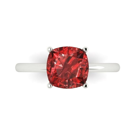 Solitaire Engagement Ring for Women - 2.5ct Natural Garnet in 14K White Gold Promise Ring