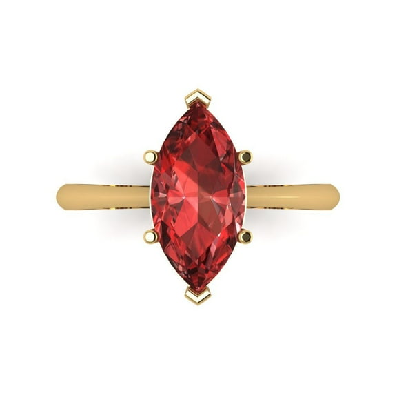 Solitaire Engagement Ring for Women - 2.5ct Natural Garnet in 14K Yellow Gold Promise Ring