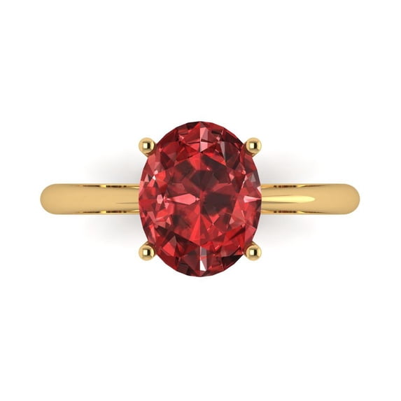 Solitaire Engagement Ring for Women - 2.5ct Natural Garnet in 14K Yellow Gold Promise Ring