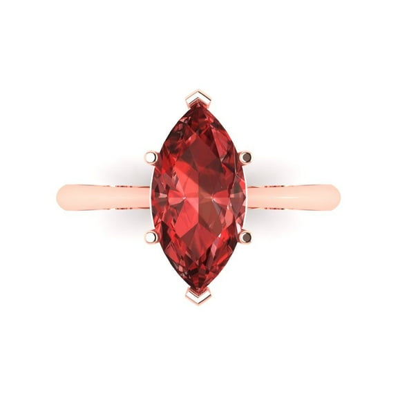 Solitaire Engagement Ring for Women - 2.5ct Natural Garnet in 18K Rose Gold Promise Ring