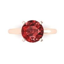 Solitaire Engagement Ring for Women - 2.5ct Natural Garnet in 18K Rose Gold Promise Ring