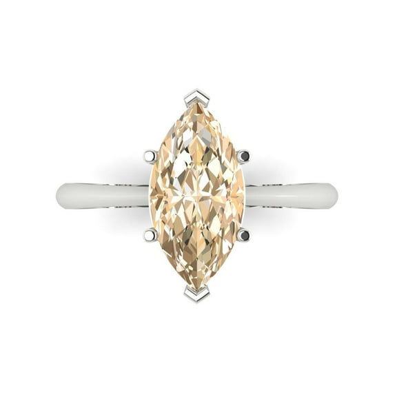 Solitaire Engagement Ring for Women - 2.5ct Natural Morganite in 14K White Gold Promise Ring