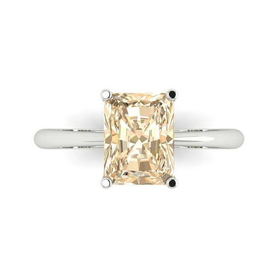Solitaire Engagement Ring for Women - 2.5ct Natural Morganite in 14K White Gold Promise Ring