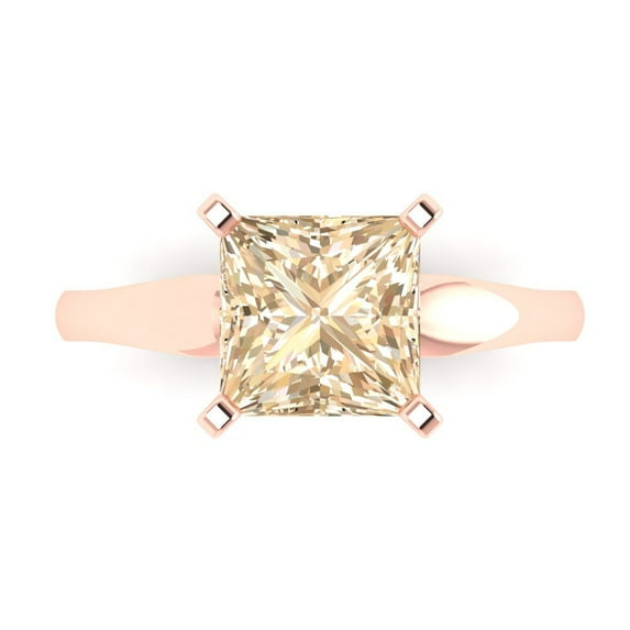 Solitaire Engagement Ring for Women - 2.5ct Natural Morganite in 18K Rose Gold Promise Ring