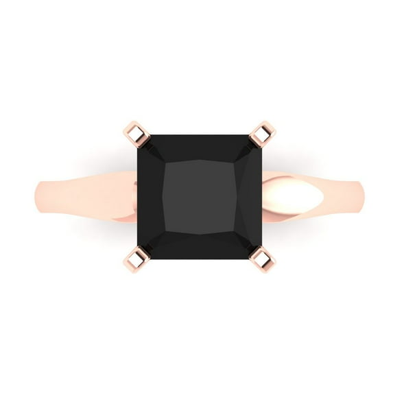 Solitaire Engagement Ring for Women - 2.5ct Natural Onyx in 14K Rose Gold Promise Ring