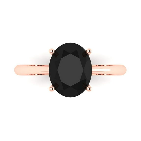 Solitaire Engagement Ring for Women - 2.5ct Natural Onyx in 14K Rose Gold Promise Ring