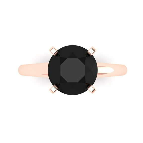 Solitaire Engagement Ring for Women - 2.5ct Natural Onyx in 14K Rose Gold Promise Ring