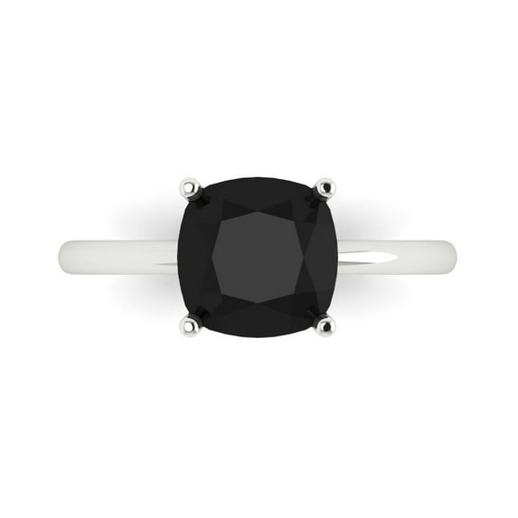 Solitaire Engagement Ring for Women - 2.5ct Natural Onyx in 14K White Gold Promise Ring