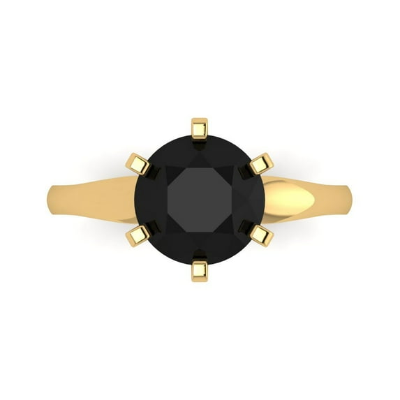 Solitaire Engagement Ring for Women - 2.5ct Natural Onyx in 14K Yellow Gold Promise Ring