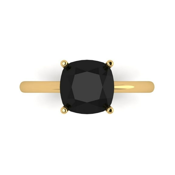 Solitaire Engagement Ring for Women - 2.5ct Natural Onyx in 14K Yellow Gold Promise Ring
