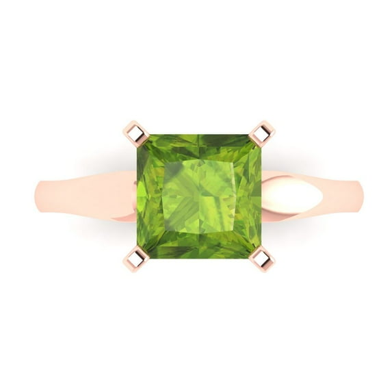 Solitaire Engagement Ring for Women - 2.5ct Natural Peridot in 14K Rose Gold Promise Ring