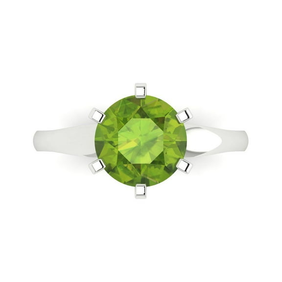 Solitaire Engagement Ring for Women - 2.5ct Natural Peridot in 14K White Gold Promise Ring