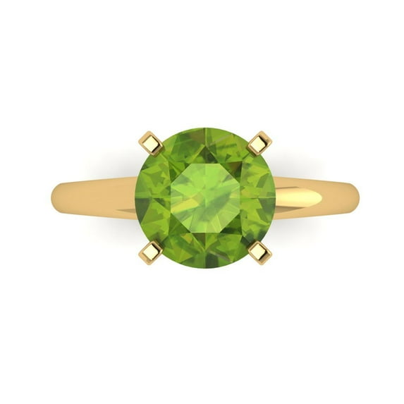Solitaire Engagement Ring for Women - 2.5ct Natural Peridot in 14K Yellow Gold Promise Ring