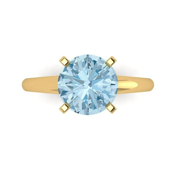Solitaire Engagement Ring for Women - 2.5ct Natural Sky Blue Topaz in 18K Yellow Gold Promise Ring