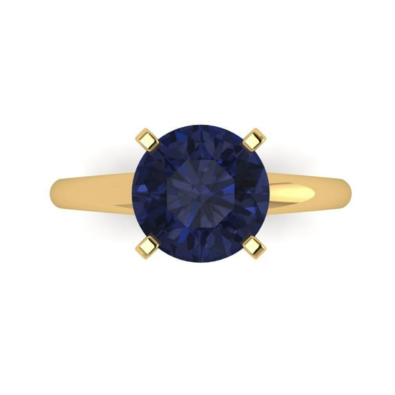Solitaire Engagement Ring for Women - 2.5ct Simulated Blue Sapphire in 14K Yellow Gold Promise Ring